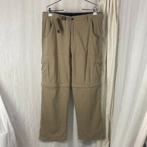 PRANA L 32 Inseam Zion Convertible Zip Off Pants Shorts Guys Khaki Nylon Cargo